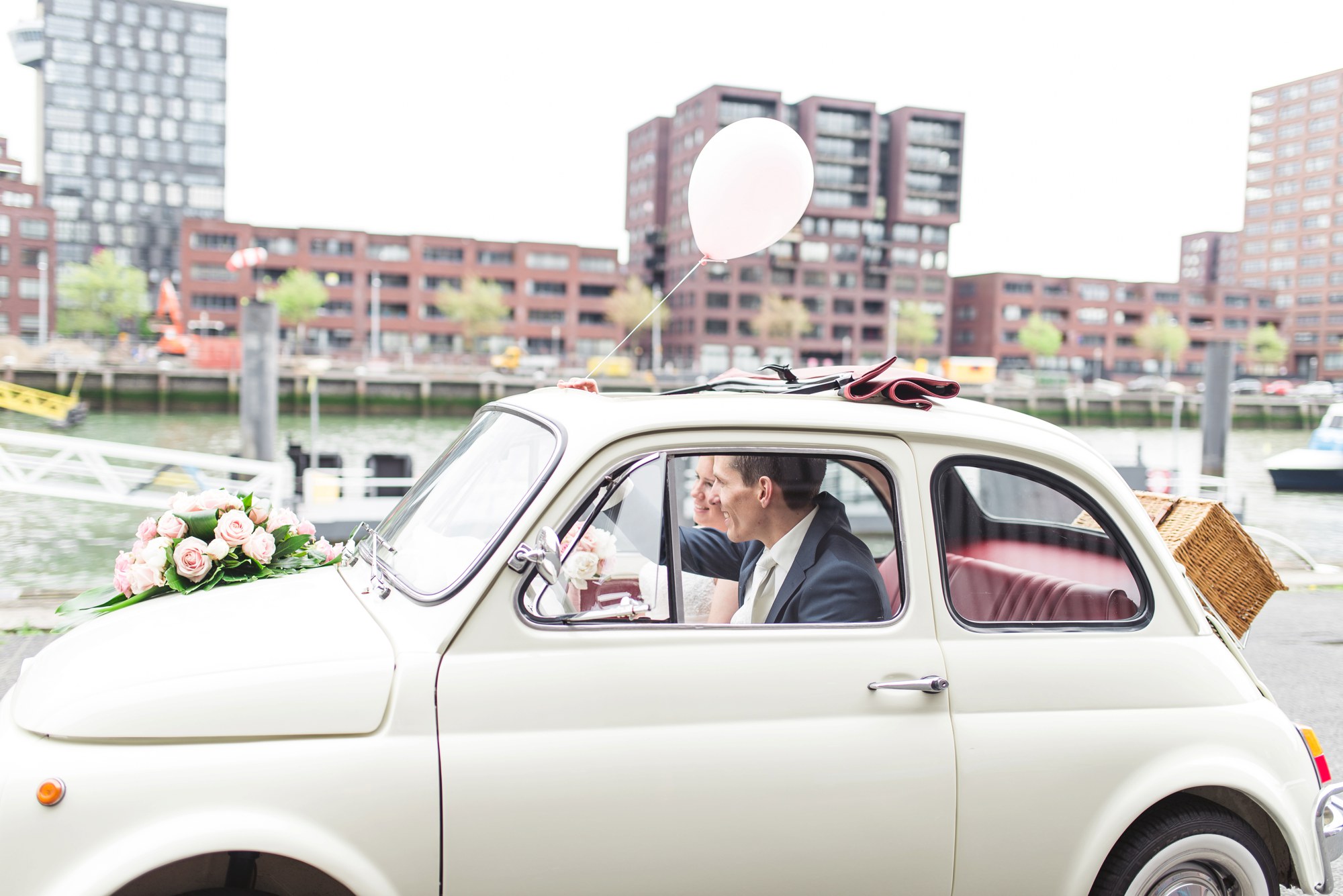 Fiat 500 Trouwauto Trouwvervoer bruiloft vintage