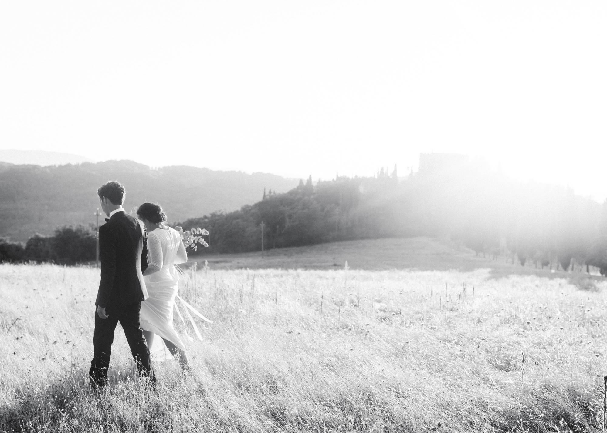 Fine art film photography Destination Wedding Tuscany Italy - Romantic couple shoot