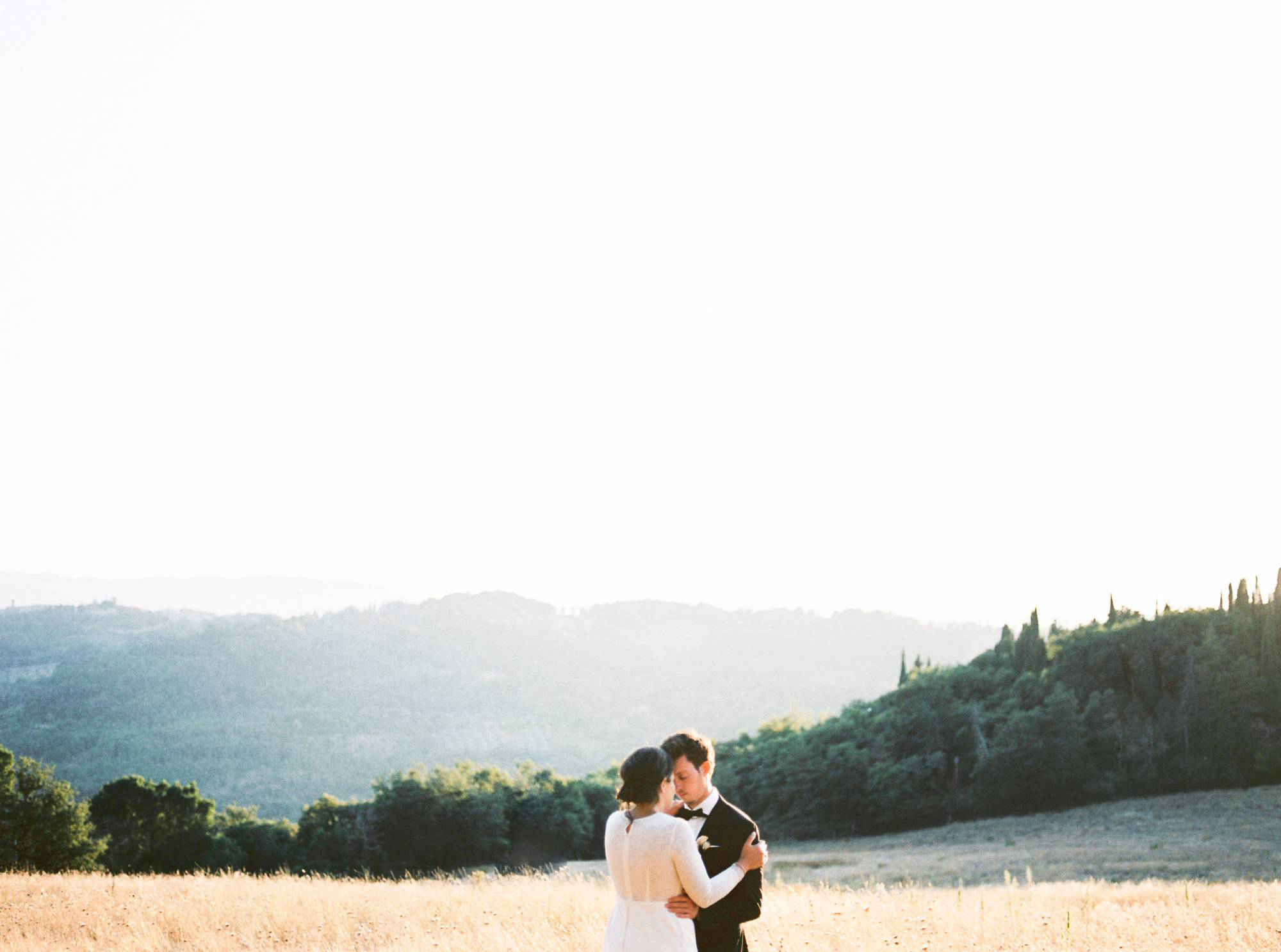 Fine art film photography Destination Wedding Tuscany Italy - Romantic couple shoot