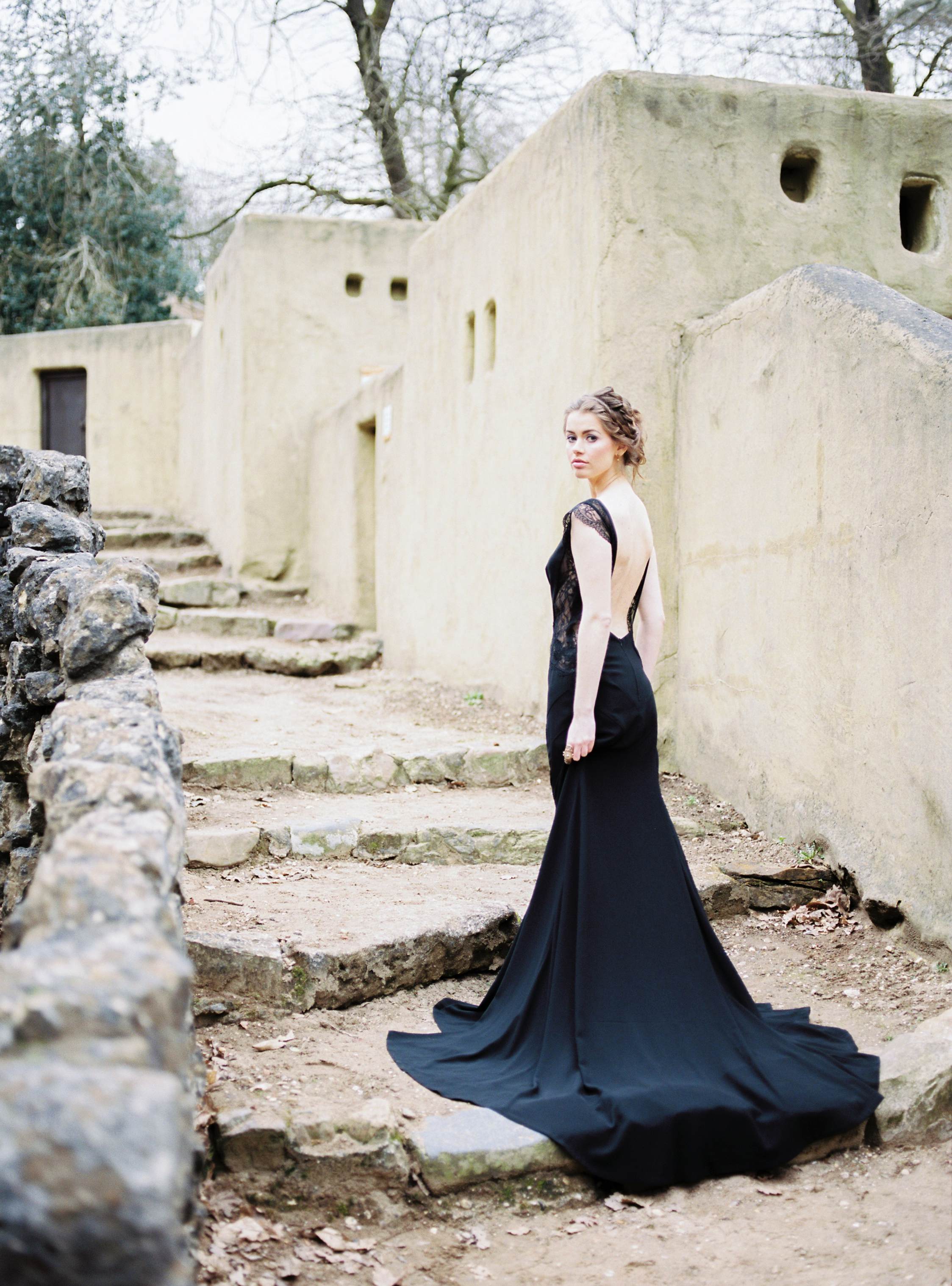 Wedding photographer moroccan inspired styled shoot - Black wedding dress